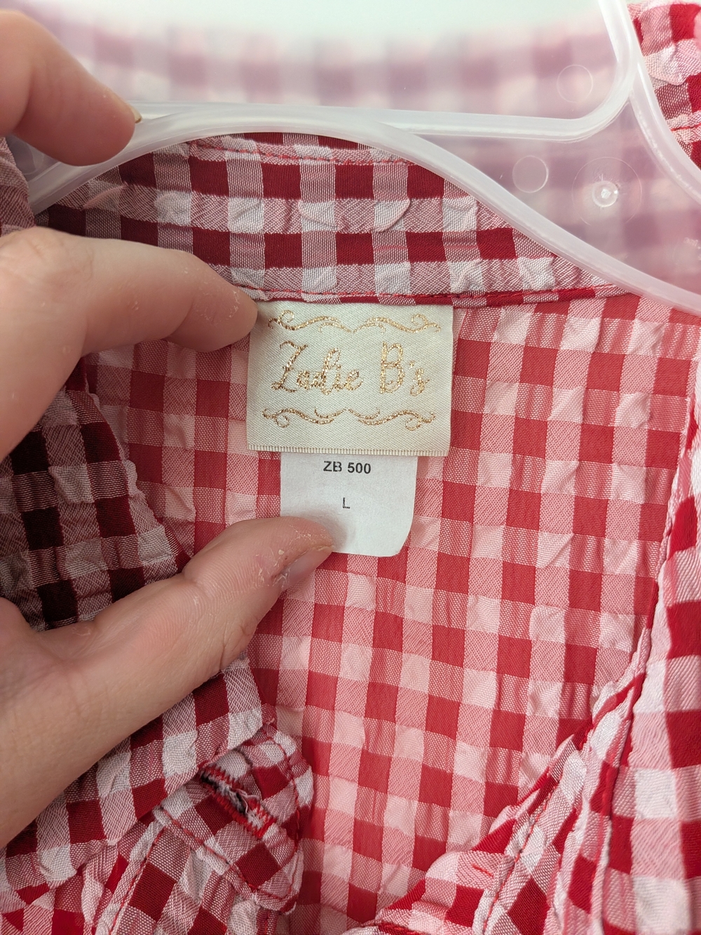 NWT Zadie B's Red Gingham Button-Front Ruffle Duster Dress - Picture 3 of 12